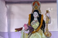 দেবী-সরস্বতীর-চরণে-পুষ্পার্ঘ্য-অর্পণ