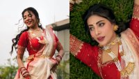 পূজার সাজে মুগ্ধতা ছড়ালেন সেমন্তী সৌমি
